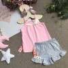 áo 2 dây cotton bé gái nơ ren size 2-6-